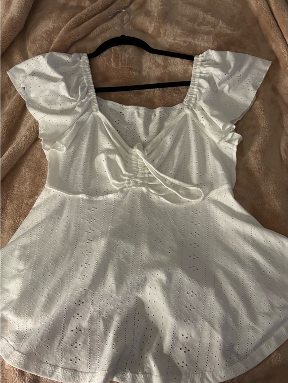 White Eyelet Babydoll Style Top
